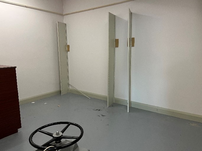 A picture of a storage room in Gwent Archives, empty